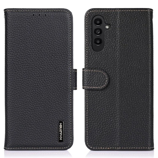 KHAZNEH For Samsung Galaxy S24 FE Case Genuine Cow Leather Wallet Phone Cover