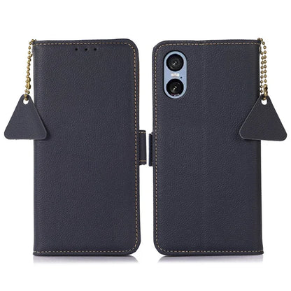 TJ For Sony Xperia 5 VI Stand Case Genuine Cow Leather Phone Cover RFID Blocking