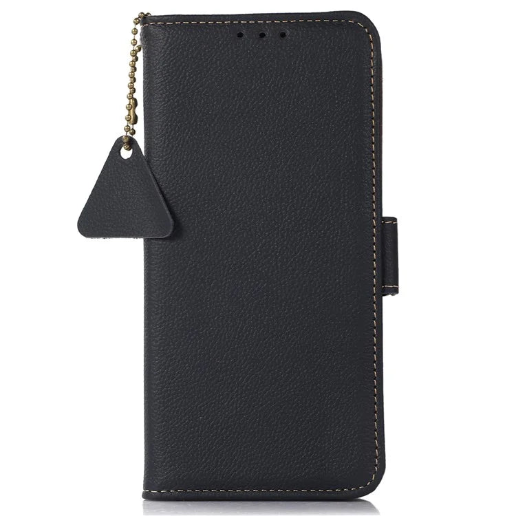 TJ For Sony Xperia 5 VI Stand Case Genuine Cow Leather Phone Cover RFID Blocking