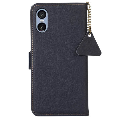 TJ For Sony Xperia 5 VI Stand Case Genuine Cow Leather Phone Cover RFID Blocking