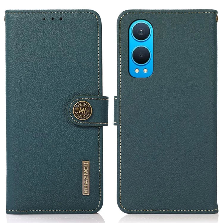 KHAZNEH For OnePlus Nord CE4 Lite 5G / Oppo K12x 5G (China) Phone Case Genuine Cow Leather Wallet Cover