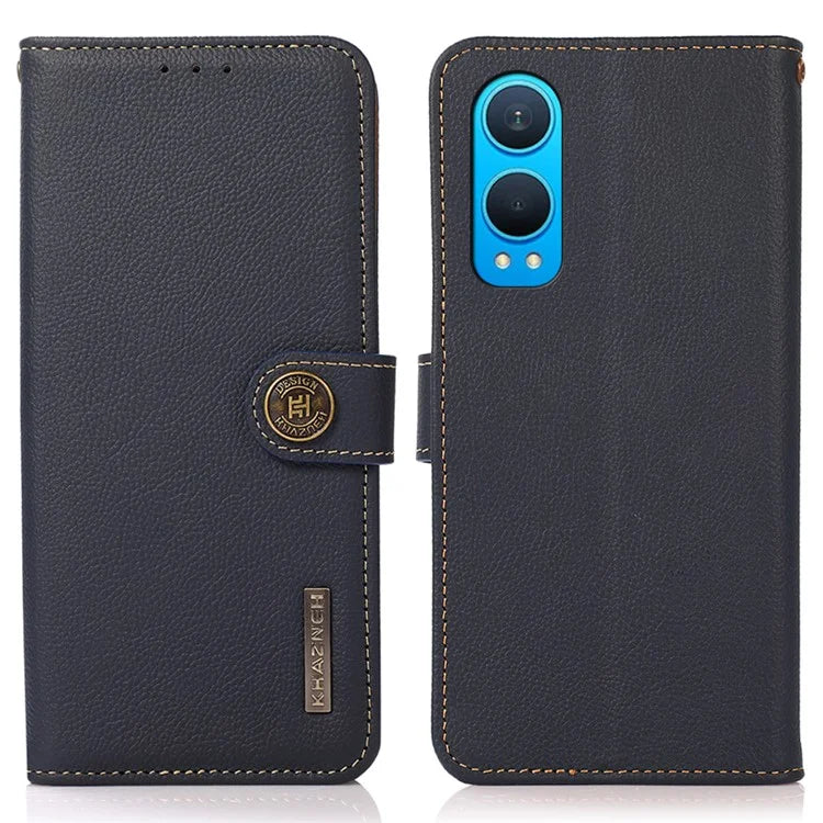 KHAZNEH For OnePlus Nord CE4 Lite 5G / Oppo K12x 5G (China) Phone Case Genuine Cow Leather Wallet Cover
