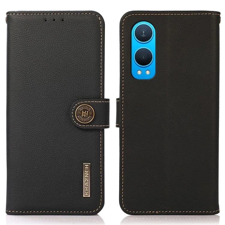 KHAZNEH For OnePlus Nord CE4 Lite 5G / Oppo K12x 5G (China) Phone Case Genuine Cow Leather Wallet Cover