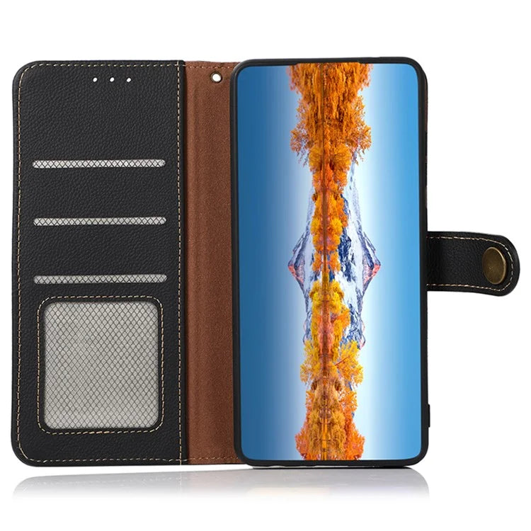 KHAZNEH For OnePlus Nord CE4 Lite 5G / Oppo K12x 5G (China) Phone Case Genuine Cow Leather Wallet Cover