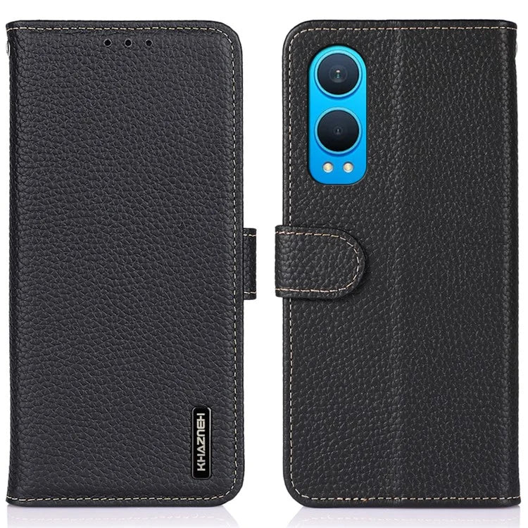 KHAZNEH For OnePlus Nord CE4 Lite 5G / Oppo K12x 5G (China) Phone Case Genuine Cow Leather Flip Cover