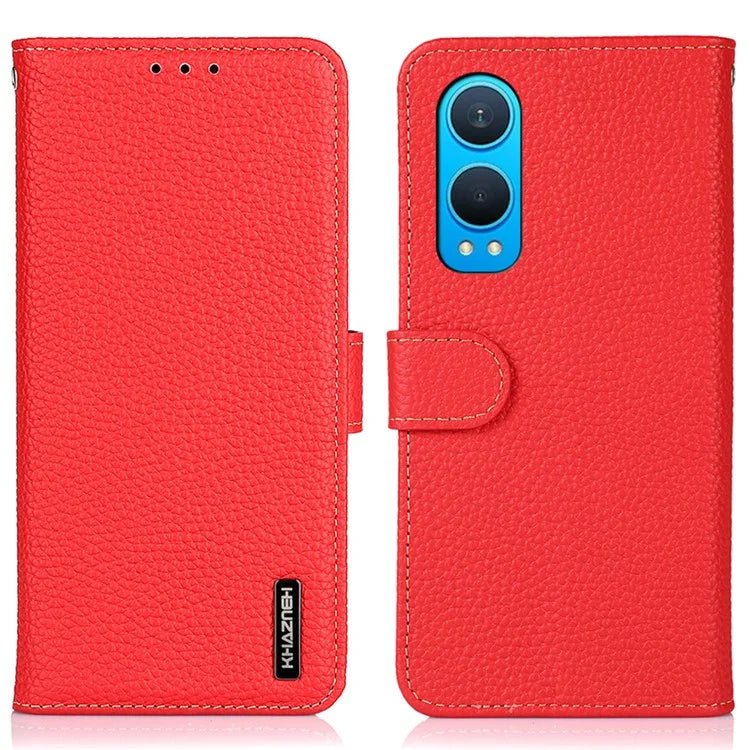 KHAZNEH For OnePlus Nord CE4 Lite 5G / Oppo K12x 5G (China) Phone Case Genuine Cow Leather Flip Cover