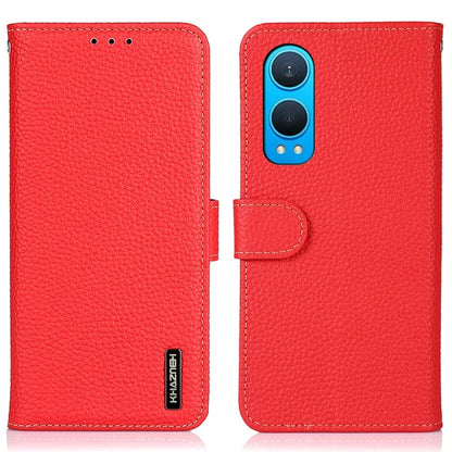 KHAZNEH For OnePlus Nord CE4 Lite 5G / Oppo K12x 5G (China) Phone Case Genuine Cow Leather Flip Cover