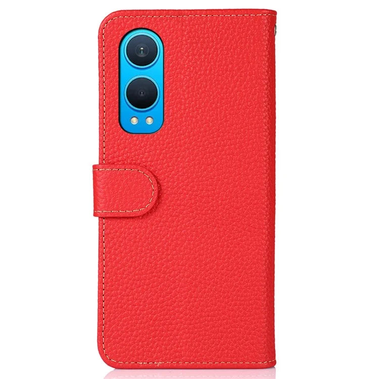 KHAZNEH For OnePlus Nord CE4 Lite 5G / Oppo K12x 5G (China) Phone Case Genuine Cow Leather Flip Cover
