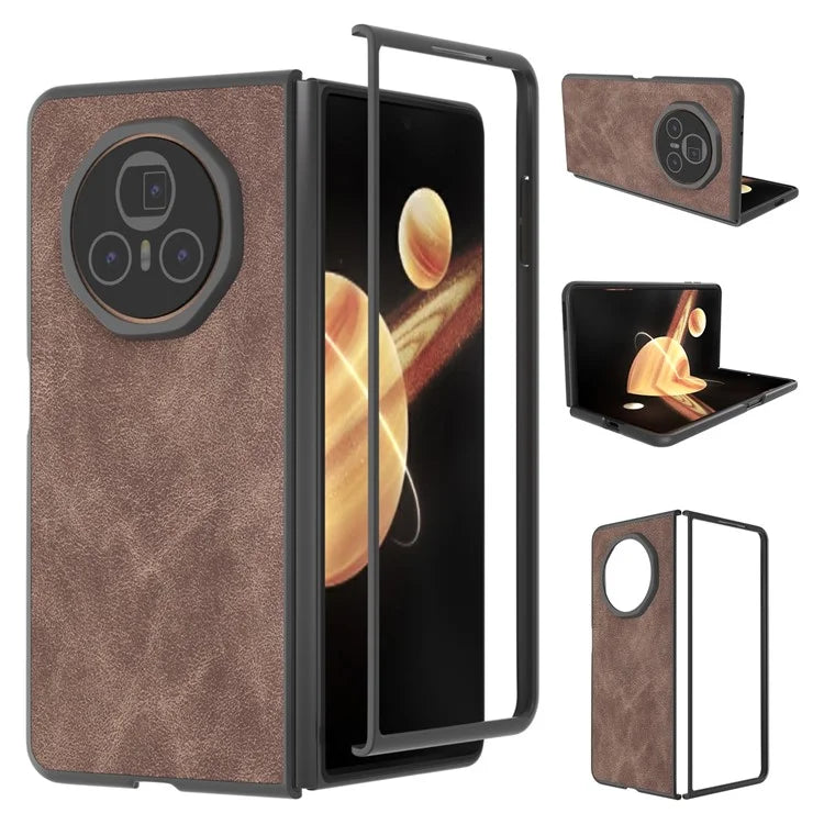For Honor Magic V3 5G Case PU+PC Shockproof Phone Cover Black Edge
