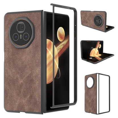 For Honor Magic V3 5G Case PU+PC Shockproof Phone Cover Black Edge