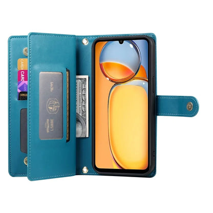 DF-011 For Xiaomi Poco M6 5G / Redmi 13R 5G / 13C 5G / 13C 4G / Poco C65 4G Case Zipper Wallet Leather Cover