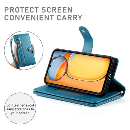 DF-011 For Xiaomi Poco M6 5G / Redmi 13R 5G / 13C 5G / 13C 4G / Poco C65 4G Case Zipper Wallet Leather Cover