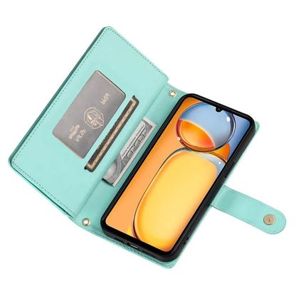 DF-011 For Xiaomi Poco M6 5G / Redmi 13R 5G / 13C 5G / 13C 4G / Poco C65 4G Case Zipper Wallet Leather Cover