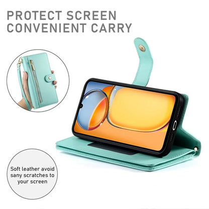 DF-011 For Xiaomi Poco M6 5G / Redmi 13R 5G / 13C 5G / 13C 4G / Poco C65 4G Case Zipper Wallet Leather Cover