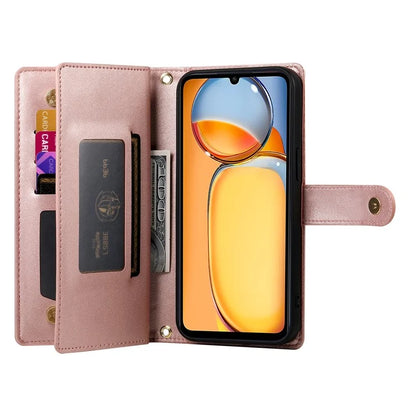 DF-011 For Xiaomi Poco M6 5G / Redmi 13R 5G / 13C 5G / 13C 4G / Poco C65 4G Case Zipper Wallet Leather Cover