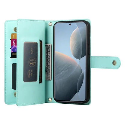 DF-011 For Xiaomi Poco X6 Pro 5G / Redmi K70E 5G Leather Case Zipper Wallet Multiple Card Slots