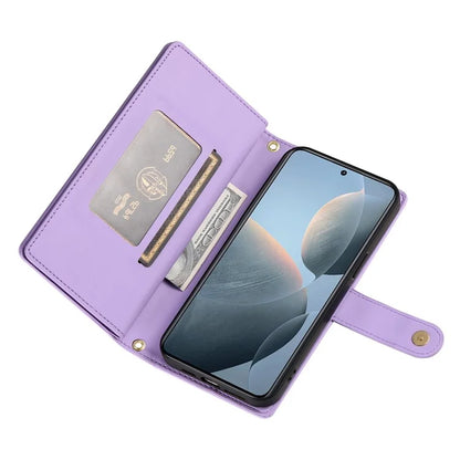 DF-011 For Xiaomi Poco X6 Pro 5G / Redmi K70E 5G Leather Case Zipper Wallet Multiple Card Slots
