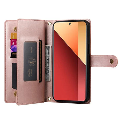 DF-011 For Xiaomi Poco M6 Pro 4G / Redmi Note 13 Pro 4G Wallet Case Zipper Leather Phone Cover