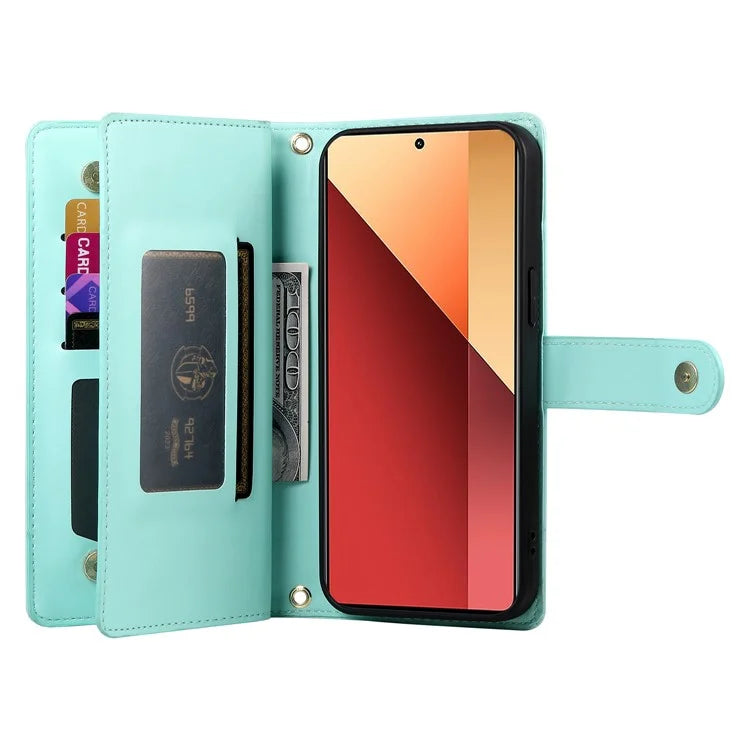 DF-011 For Xiaomi Poco M6 Pro 4G / Redmi Note 13 Pro 4G Wallet Case Zipper Leather Phone Cover