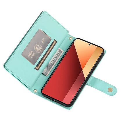 DF-011 For Xiaomi Poco M6 Pro 4G / Redmi Note 13 Pro 4G Wallet Case Zipper Leather Phone Cover