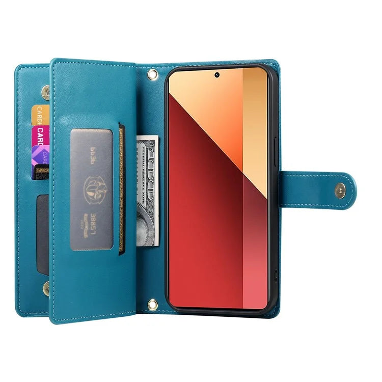 DF-011 For Xiaomi Poco M6 Pro 4G / Redmi Note 13 Pro 4G Wallet Case Zipper Leather Phone Cover