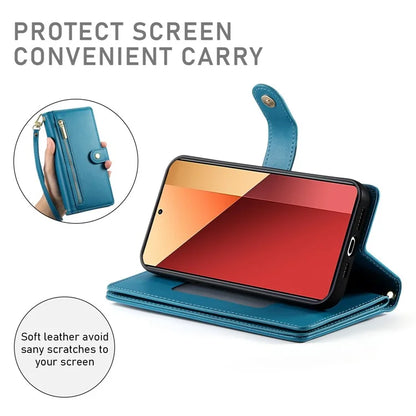 DF-011 For Xiaomi Poco M6 Pro 4G / Redmi Note 13 Pro 4G Wallet Case Zipper Leather Phone Cover