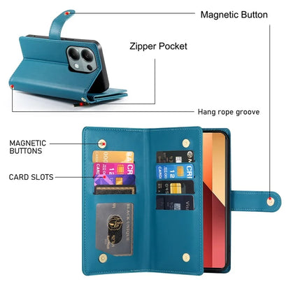 DF-011 For Xiaomi Poco M6 Pro 4G / Redmi Note 13 Pro 4G Wallet Case Zipper Leather Phone Cover