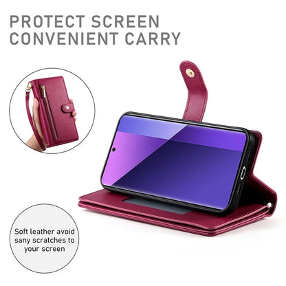 DF-011 For Xiaomi Redmi Note 13 Pro+ 5G Case Zipper Wallet Leather Phone Cover Stand View