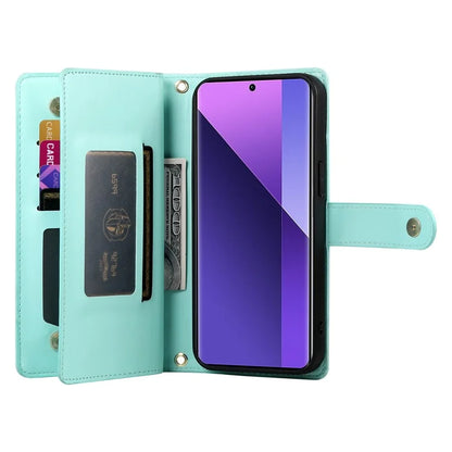 DF-011 For Xiaomi Redmi Note 13 Pro+ 5G Case Zipper Wallet Leather Phone Cover Stand View