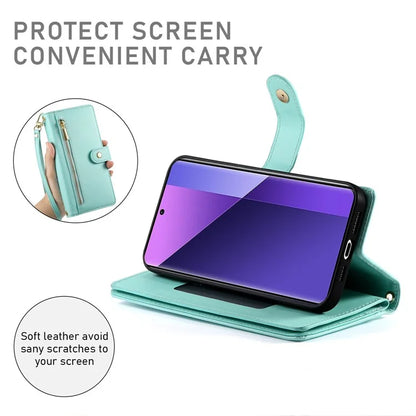 DF-011 For Xiaomi Redmi Note 13 Pro+ 5G Case Zipper Wallet Leather Phone Cover Stand View