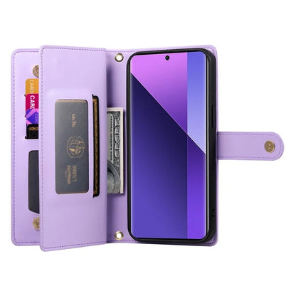 DF-011 For Xiaomi Redmi Note 13 Pro+ 5G Case Zipper Wallet Leather Phone Cover Stand View