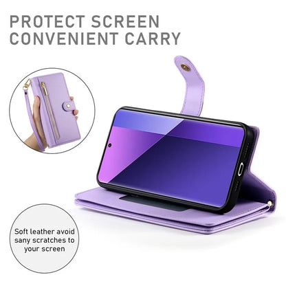 DF-011 For Xiaomi Redmi Note 13 Pro+ 5G Case Zipper Wallet Leather Phone Cover Stand View