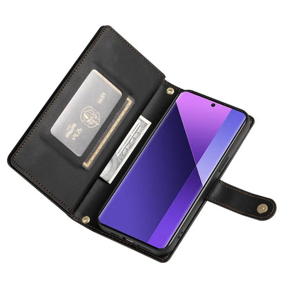 DF-011 For Xiaomi Redmi Note 13 Pro+ 5G Case Zipper Wallet Leather Phone Cover Stand View
