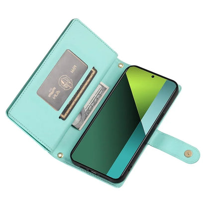 DF-011 For Xiaomi Poco X6 5G / Redmi Note 13 Pro 5G Case PU Leather Zipper Pocket Cover with Straps