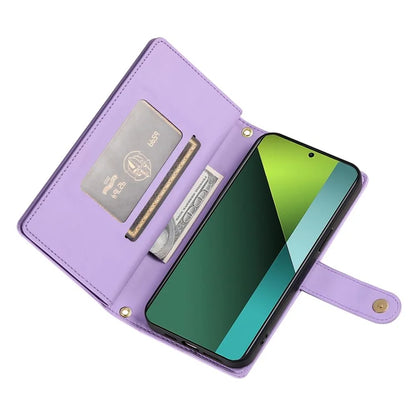 DF-011 For Xiaomi Poco X6 5G / Redmi Note 13 Pro 5G Case PU Leather Zipper Pocket Cover with Straps