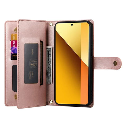 DF-011 For Xiaomi Redmi Note 13 5G Case Zipper Wallet Crossbody Leather Phone Cover
