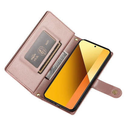 DF-011 For Xiaomi Redmi Note 13 5G Case Zipper Wallet Crossbody Leather Phone Cover