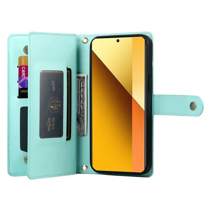 DF-011 For Xiaomi Redmi Note 13 5G Case Zipper Wallet Crossbody Leather Phone Cover