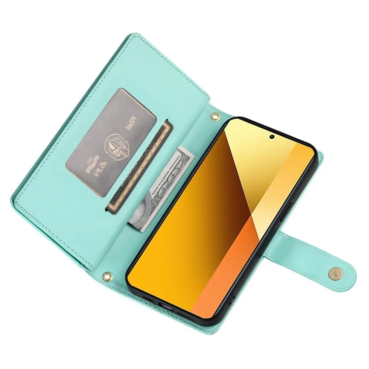 DF-011 For Xiaomi Redmi Note 13 5G Case Zipper Wallet Crossbody Leather Phone Cover