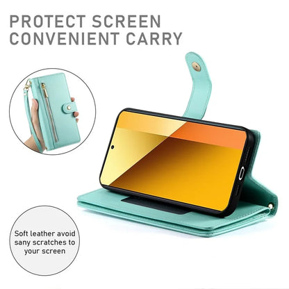 DF-011 For Xiaomi Redmi Note 13 5G Case Zipper Wallet Crossbody Leather Phone Cover