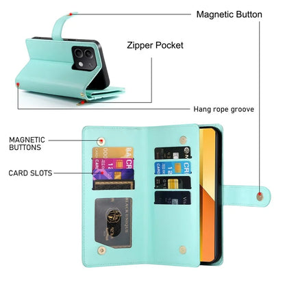 DF-011 For Xiaomi Redmi Note 13 5G Case Zipper Wallet Crossbody Leather Phone Cover