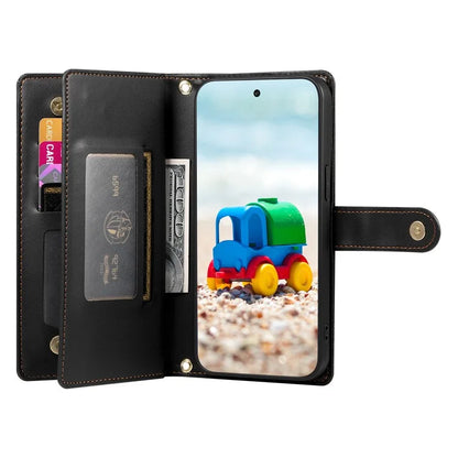 DF-011 For Google Pixel 9 / Pixel 9 Pro Case Multiple Card Slots Zipper PU Leather Phone Cover