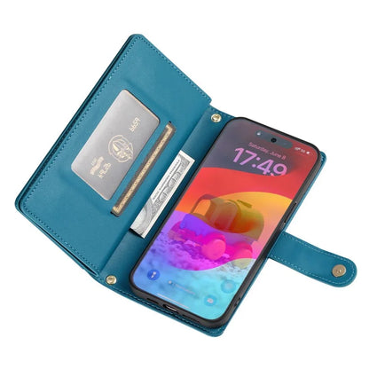 DF-011 For Google Pixel 9 / Pixel 9 Pro Case Multiple Card Slots Zipper PU Leather Phone Cover