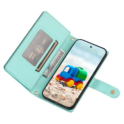 DF-011 For Google Pixel 9 / Pixel 9 Pro Case Multiple Card Slots Zipper PU Leather Phone Cover