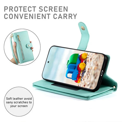 DF-011 For Google Pixel 9 / Pixel 9 Pro Case Multiple Card Slots Zipper PU Leather Phone Cover