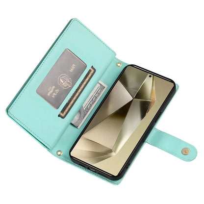 DF-011 For Samsung Galaxy S24 Ultra Case with Shoulder Strap Zipper Leather Phone Cover