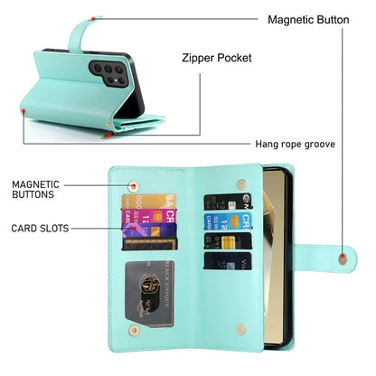 DF-011 For Samsung Galaxy S24 Ultra Case with Shoulder Strap Zipper Leather Phone Cover