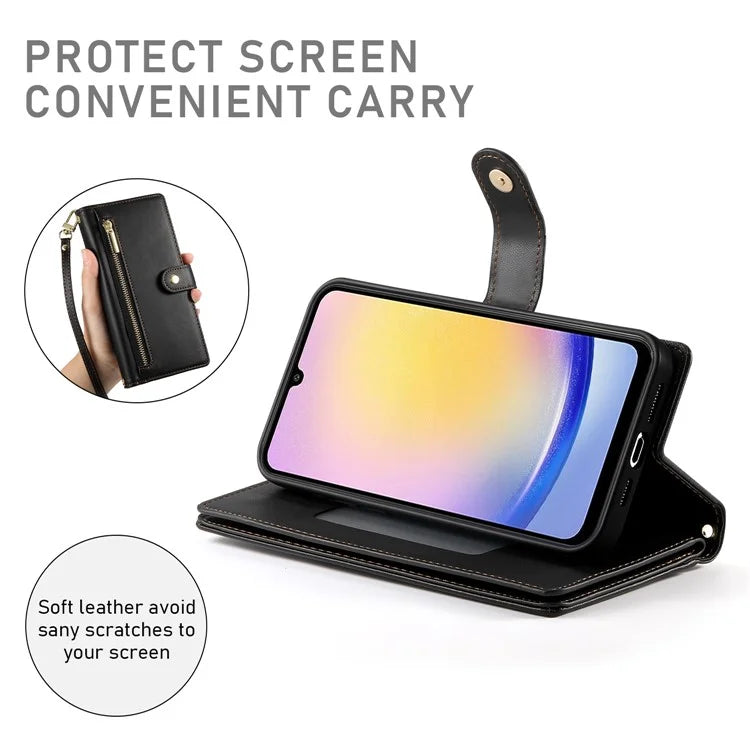 DF-011 For Samsung Galaxy A25 5G (Global) (161.0 X 76.5 X 8.3mm) Leather Case Crossbody Phone Bag