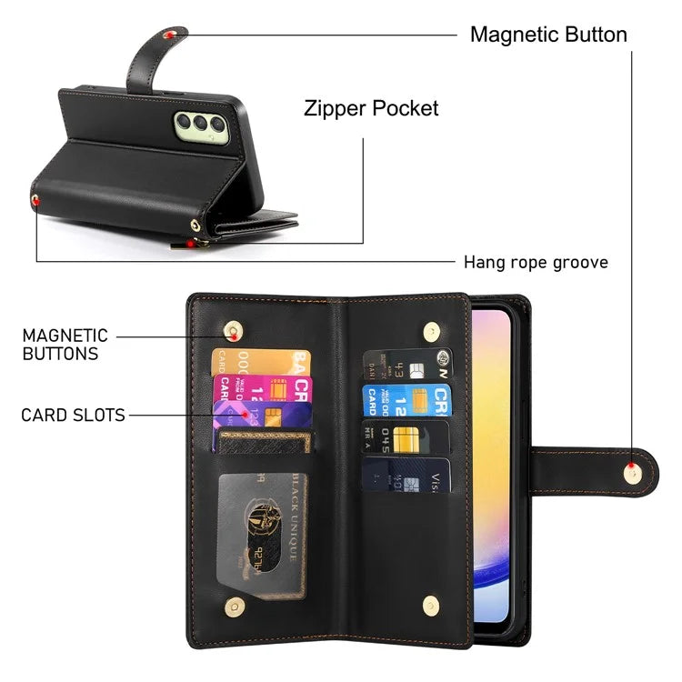 DF-011 For Samsung Galaxy A25 5G (Global) (161.0 X 76.5 X 8.3mm) Leather Case Crossbody Phone Bag