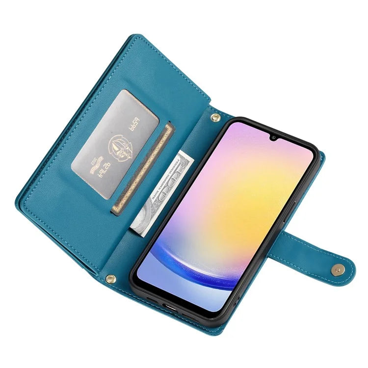 DF-011 For Samsung Galaxy A25 5G (Global) (161.0 X 76.5 X 8.3mm) Leather Case Crossbody Phone Bag